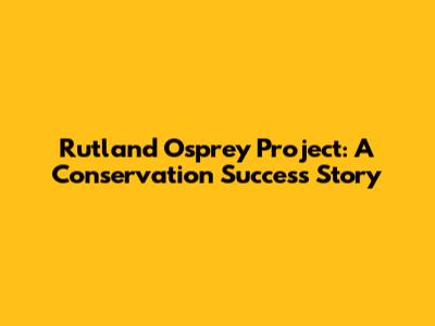 Rutland Osprey Project: A Conservation Success Story