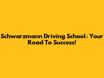 Schwarzmann Driving School: Your Road To Success!