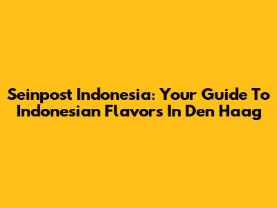 Seinpost Indonesia: Your Guide To Indonesian Flavors In Den Haag