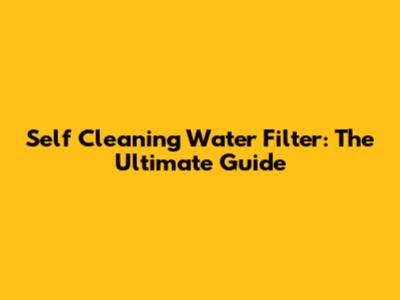 Self Cleaning Water Filter: The Ultimate Guide