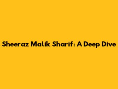 Sheeraz Malik Sharif: A Deep Dive
