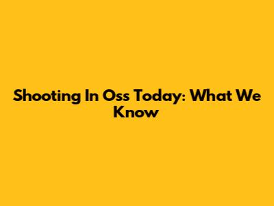 Shooting In Oss Today: What We Know