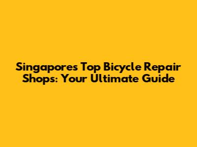 Singapore's Top Bicycle Repair Shops: Your Ultimate Guide