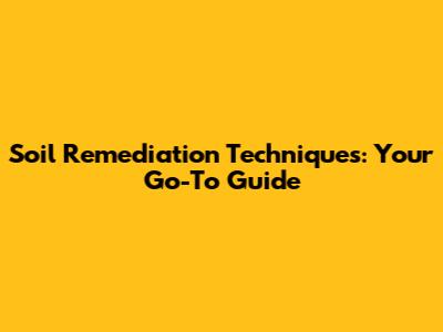 Soil Remediation Techniques: Your Go-To Guide