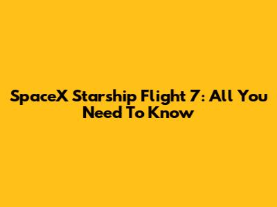 SpaceX Starship Flight 7: All You Need To Know
