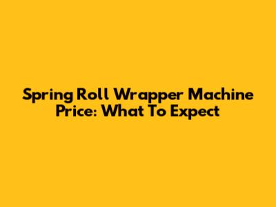 Spring Roll Wrapper Machine Price: What To Expect