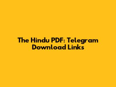 The Hindu PDF: Telegram Download Links