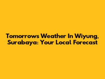 Tomorrow's Weather In Wiyung, Surabaya: Your Local Forecast