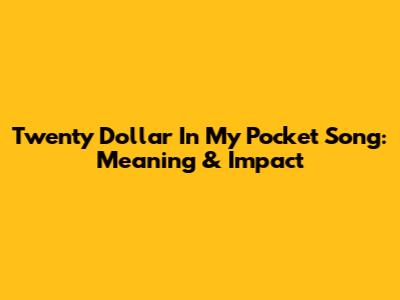 Twenty Dollar In My Pocket Song: Meaning & Impact