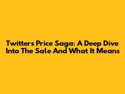 Twitter's Price Saga: A Deep Dive Into The Sale And What It Means