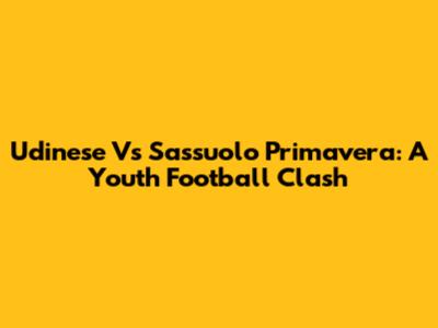 Udinese Vs Sassuolo Primavera: A Youth Football Clash