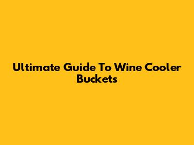 Ultimate Guide To Wine Cooler Buckets