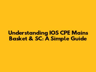 Understanding IOS CPE Mains Basket & SC: A Simple Guide