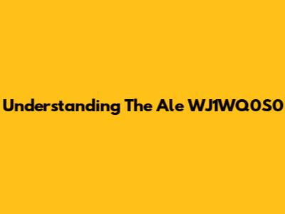 Understanding The Ale WJ1WQ0S0