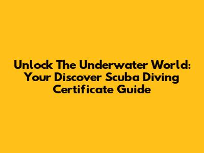 Unlock The Underwater World: Your Discover Scuba Diving Certificate Guide