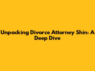 Unpacking Divorce Attorney Shin: A Deep Dive
