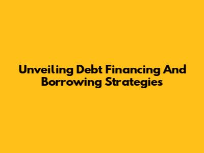 Unveiling Debt Financing And Borrowing Strategies