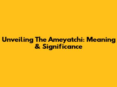 Unveiling The Ameyatchi: Meaning & Significance