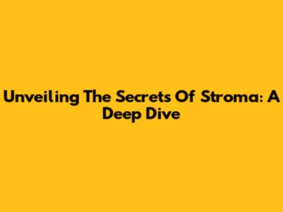 Unveiling The Secrets Of Stroma: A Deep Dive