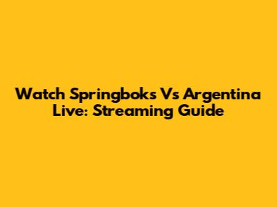 Watch Springboks Vs Argentina Live: Streaming Guide