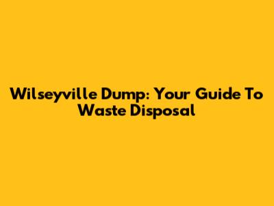 Wilseyville Dump: Your Guide To Waste Disposal