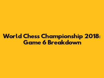 World Chess Championship 2018: Game 6 Breakdown