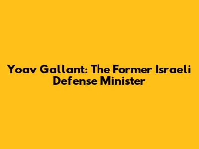 Yoav Gallant: The Former Israeli Defense Minister